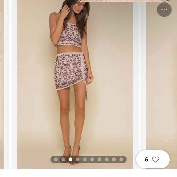 Raga Genevieve Drawstring Beaded Mini Skirt Size Small - Picture 3 of 5